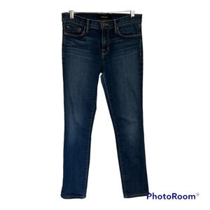 J BRAND SIZE 27 "DARK VINTAGE" WASH MID RISE SKINNY DENIM ANKLE JEANS